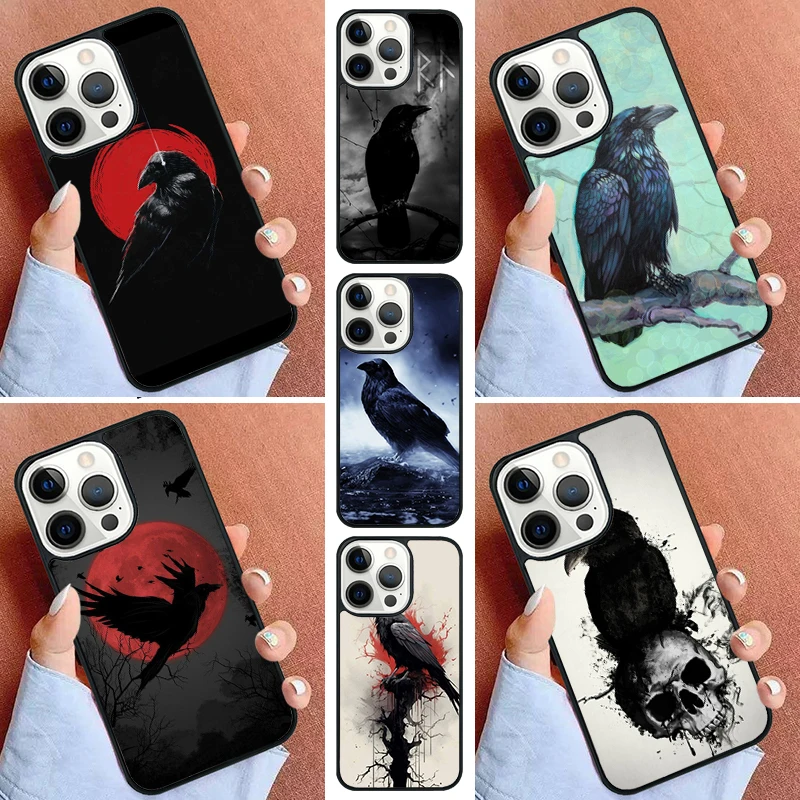 Crow Raven Dark Skull Phone Case For iPhone 16 15 14 Pro max 11 13 12 Mini Max SE 2020 6S 7 8 Plus Cover Capa