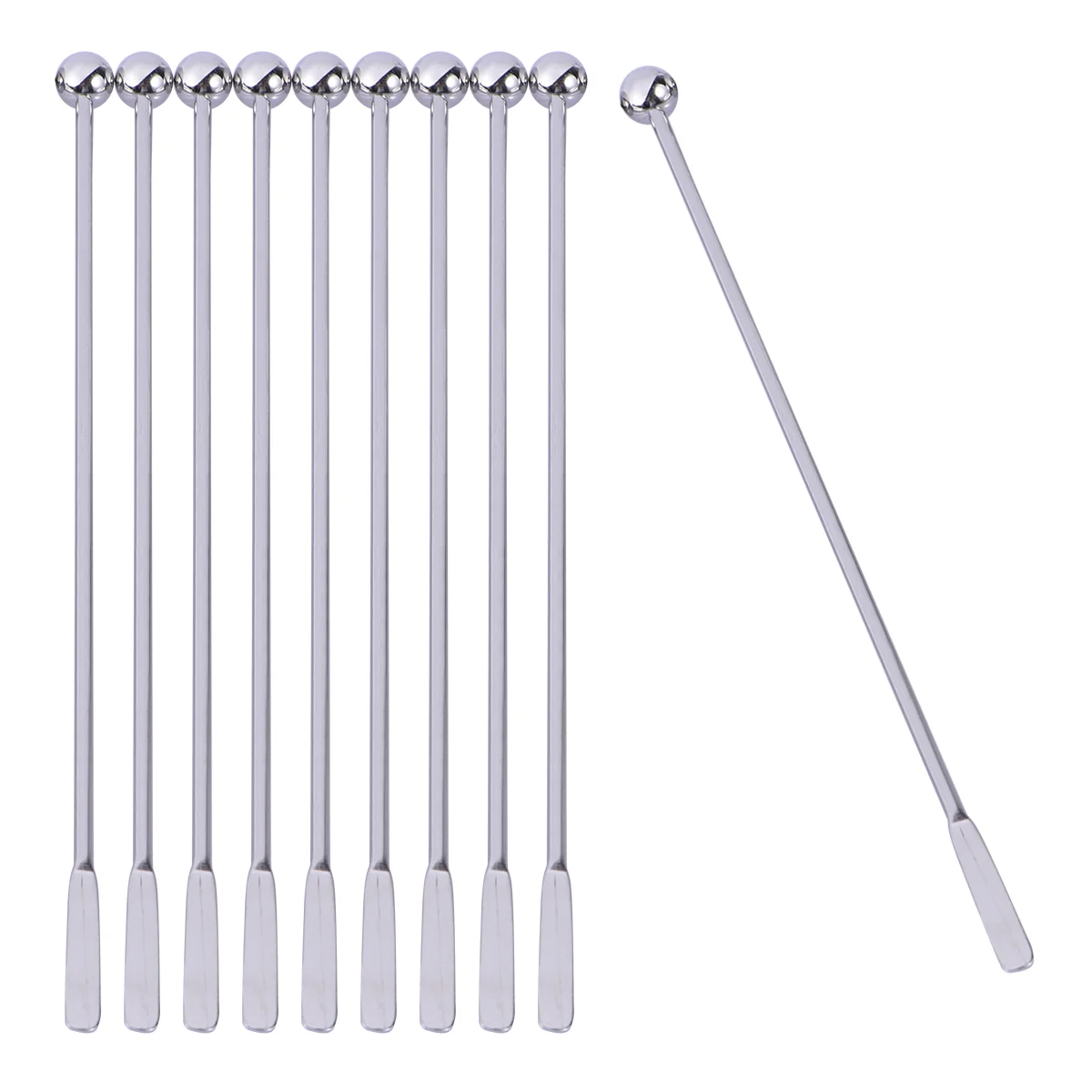 5 Pcs Drinks Decoration Swizzle Sticks Stir Glass Silver Stainless Steel Beverage Stirers