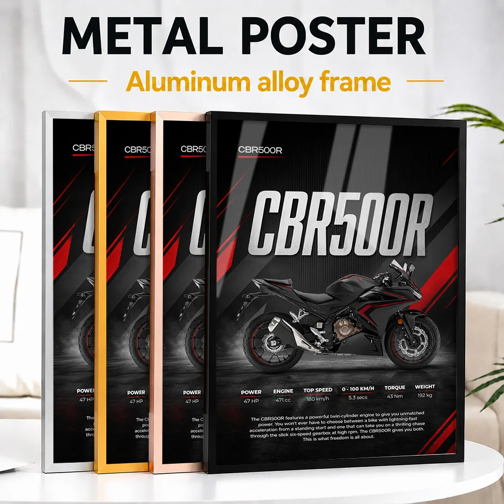 Japan CBR500R Motorcycle Framed Metal Print Customized Photo Rugged Machine Style Wall Art For Home Office Ideal Birthday Gift
