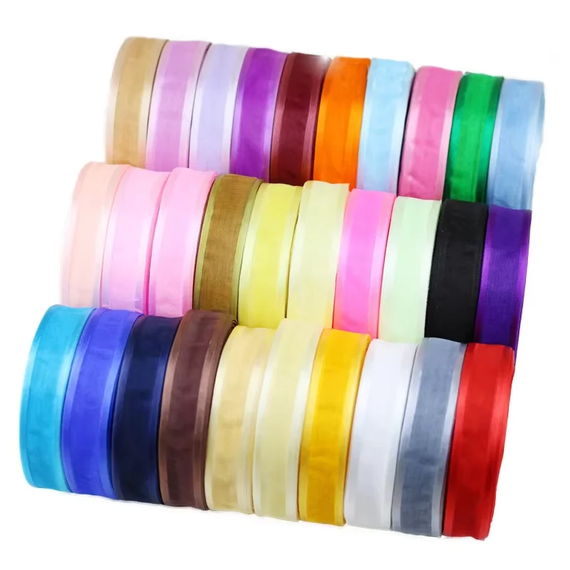 

(50 Yards/roll) 25mm Broadside Organza Silk Lace Ribbon Wholesale Gift Wrapping Decoration Ribbons DIY