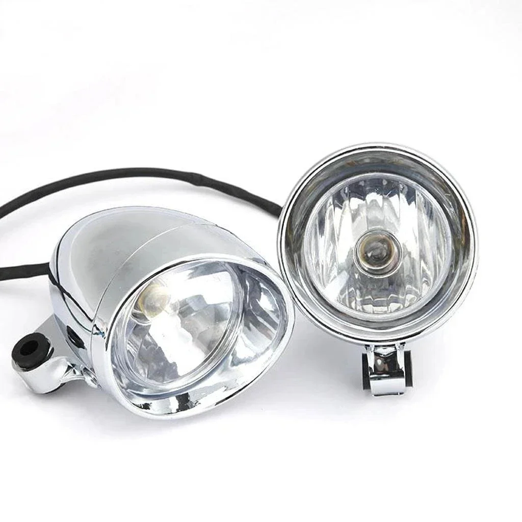 Set of 2 4\'\' Chrome Motorcycle Bullet Front Headlight Fog Light Lamp for Harley