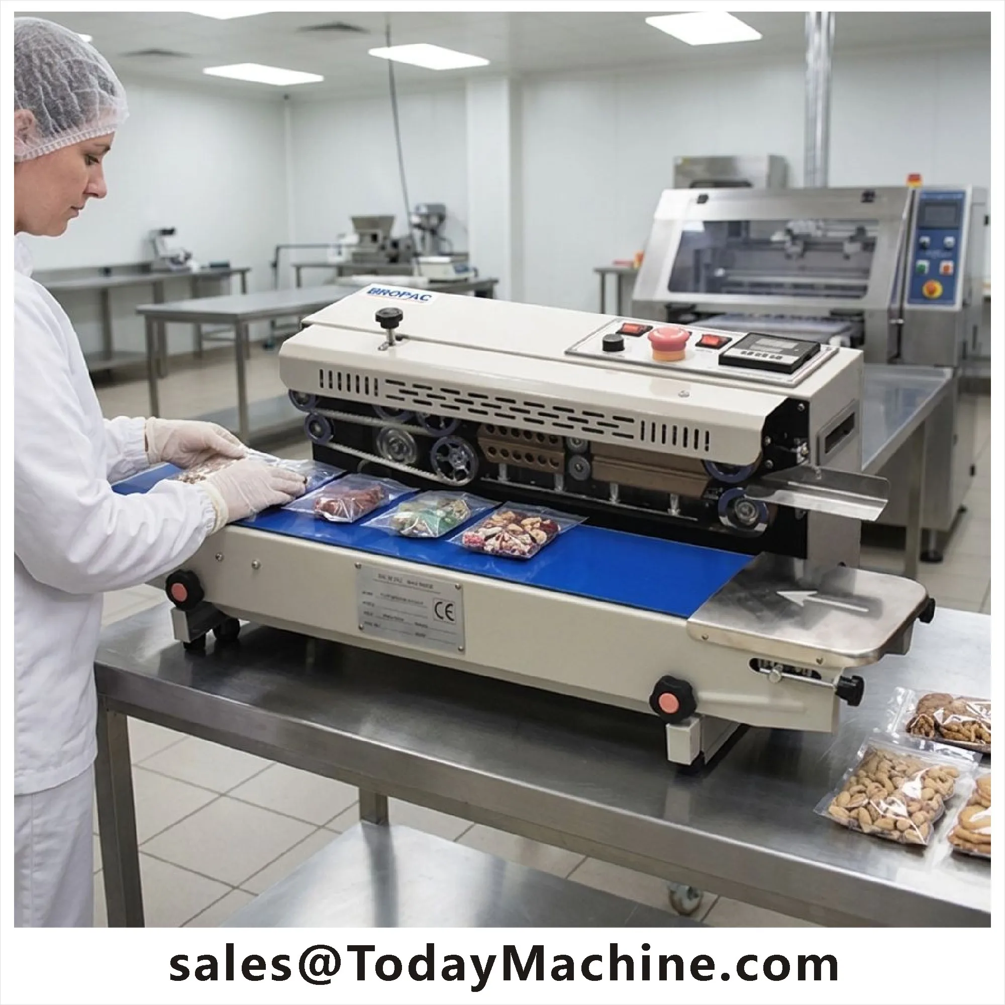 Electric Band Sealer Machine 850W 12mm Continuous Sealing 0-17m/min for Food & Commodity Film Packaging