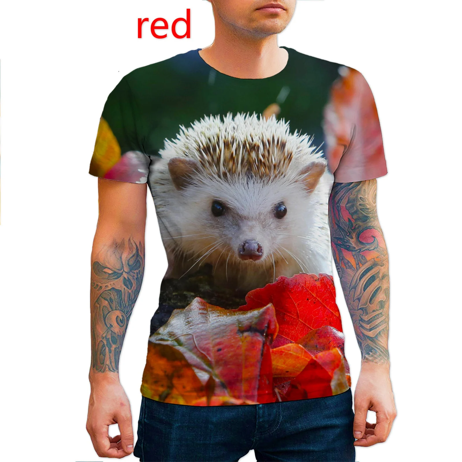 

2022 Men/Women Fashion T-shirt 3d Print Hedgehog Summer T Shirt Animal Tops Tees