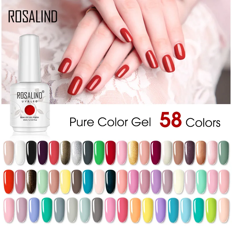 

ROSALIND Gel Nail Polish Semi Permanent UV Enamel Nail Glue Nail Polish Gel Varnish Glitter Esmalte Top Base Matte Coat Gel