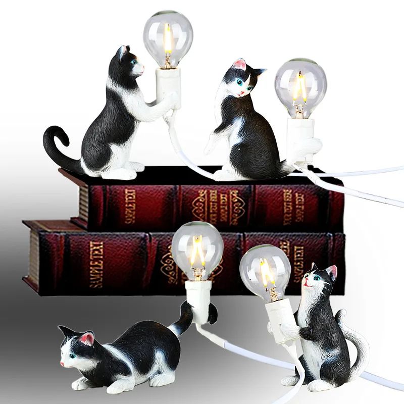Designer Cartoon Resin Cat LED Floor Lamps Creative Animal Statue Ornament Living Room Children's Room Bedside Study Desk Lights