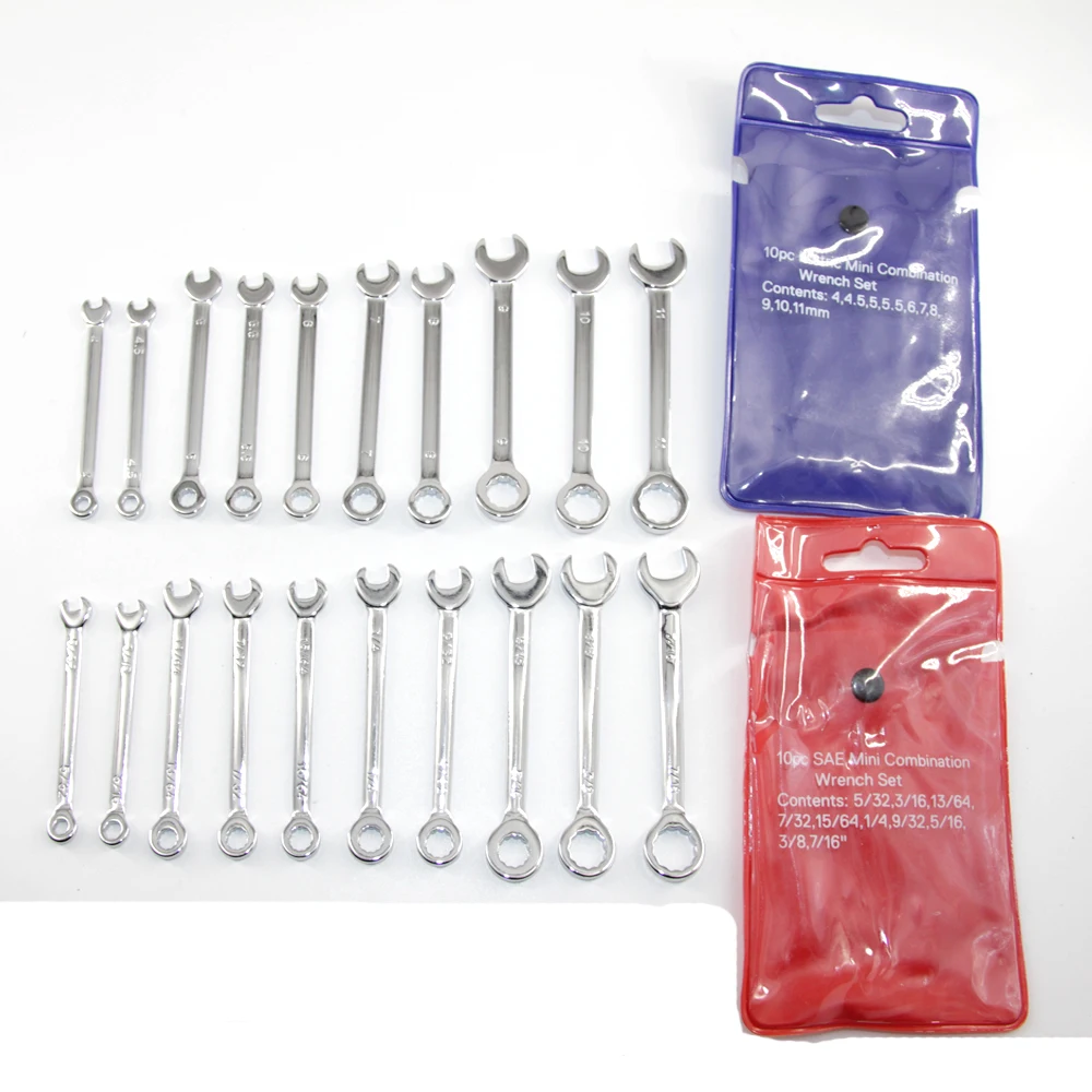 10piece set of metric and British mini open end dual-purpose wrenches plum blossom open end dual-purpose wrench set tools 4-11cm