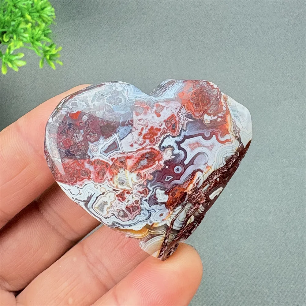 Mexican Agate Heart Crystal Quartz Natural Gemstone Aura Energy Wichcraft Minerals Handmade Decorative Home Furnishings