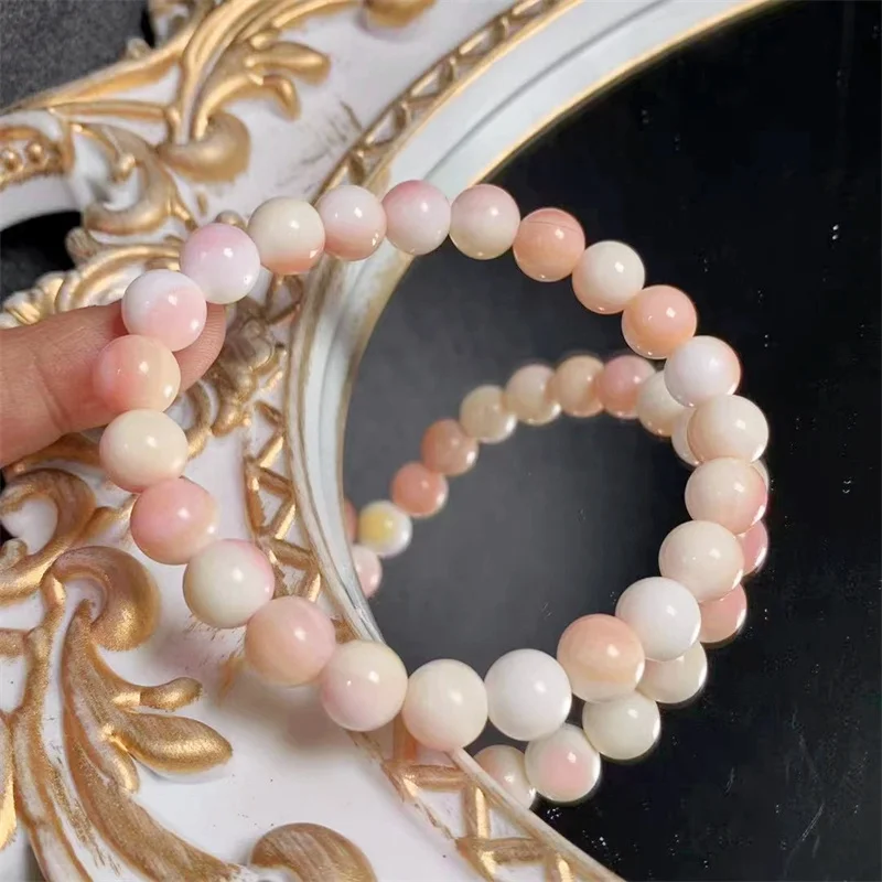 8.8MM Natural Queen Shell Bracelet Handmade Fortune Energy Bangle Mineral Woman Amulet Jewelry Gift 1PCS