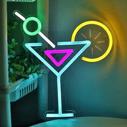 1PC Cocktaisl Juice With lemon LED Wall Neon Sign For Room Party Home Pub Club Gallery Decoration Gifts  9.69''*10.71''