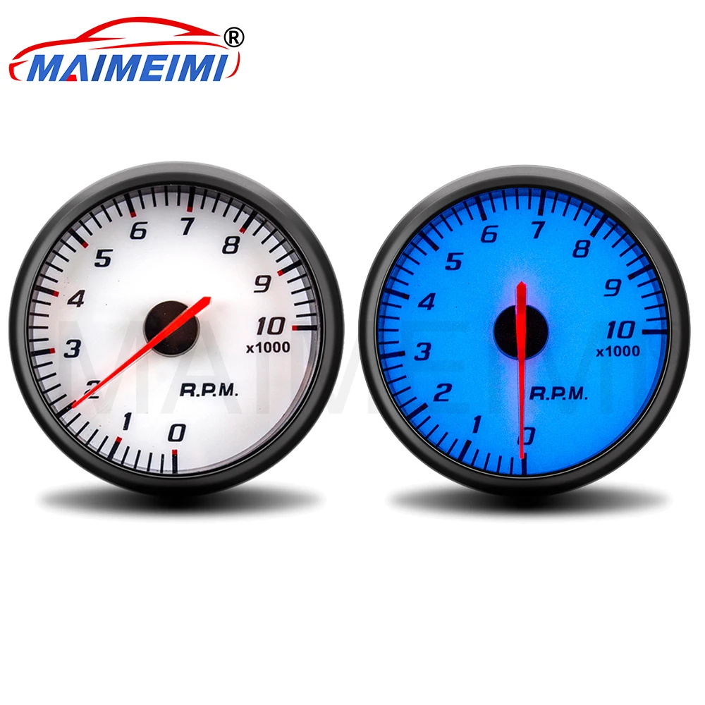 60 mm Drehzahlmesser, Auto-Digitalzeiger, blaue Hintergrundbeleuchtung, 0–10000 U/min, Drehzahlmesser, Autoanzeige für 12 V Auto