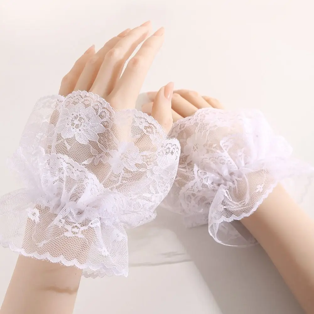 

Модные кружевные накладные манжеты с рюшами для запястий, удобный аксессуар для костюма, мягкие накладные манжеты для свитера, свадебные манжеты