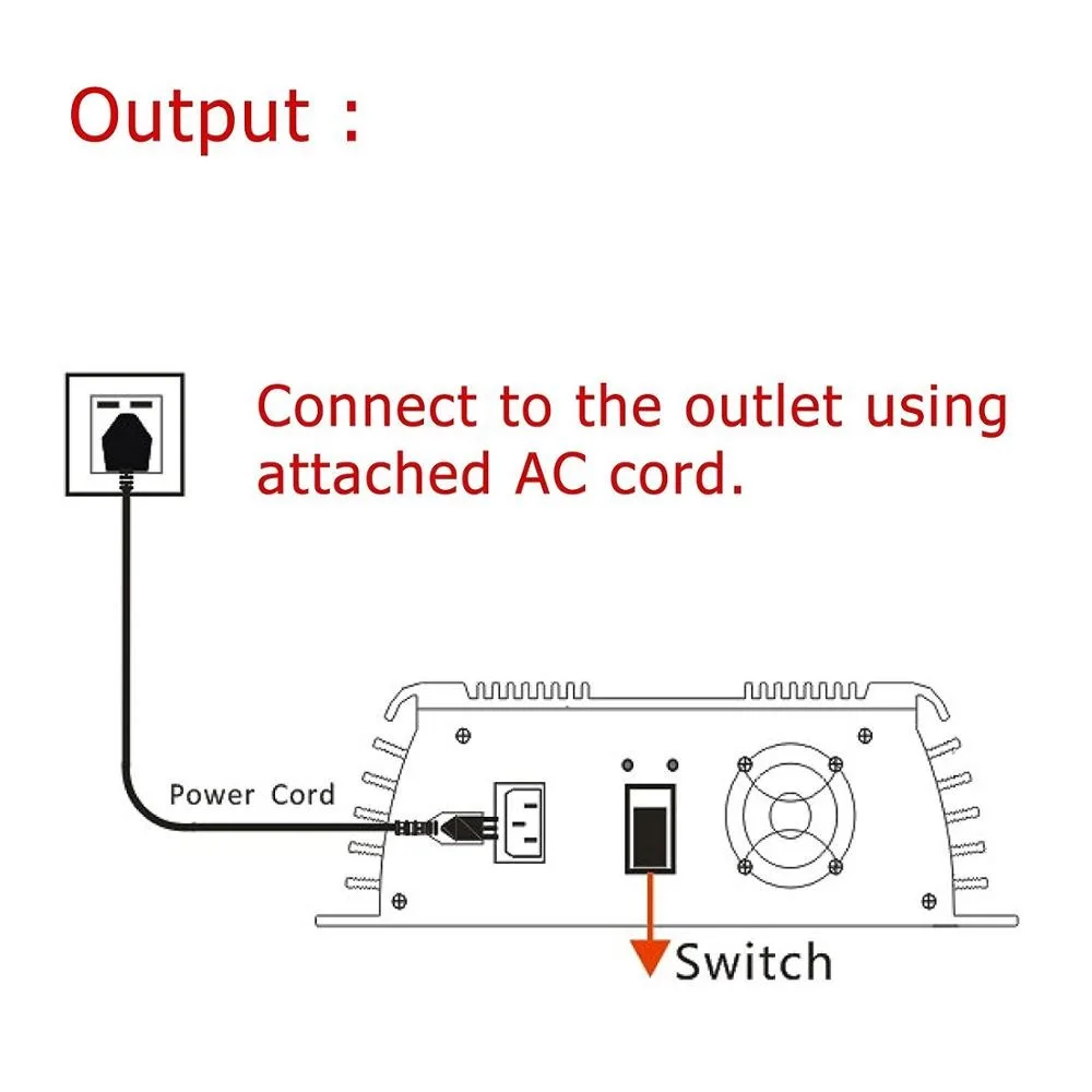 600W Grid Tie Solar Inverter MPPT Pure Sine Wave Micro Inversor DC30-55V PV Input AC120V/220V for 36V Solar Panel Home System