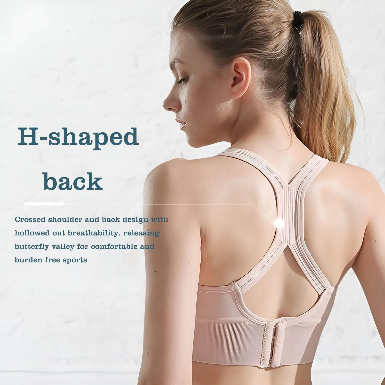 Women's Cross Back Sports Bra Adjustable Hook Eye Workout Bra Large Size Non Steel Ring Yoga Top for Running Fitness