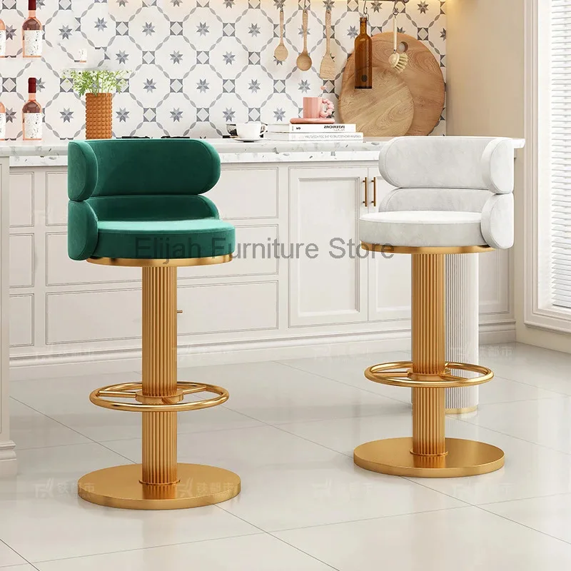 

Home Designer Bank Reception Bar Stools High Nordic Backrest Kitchen Counter Stools Modern Island Chair Cadeira Furniture XR50BY