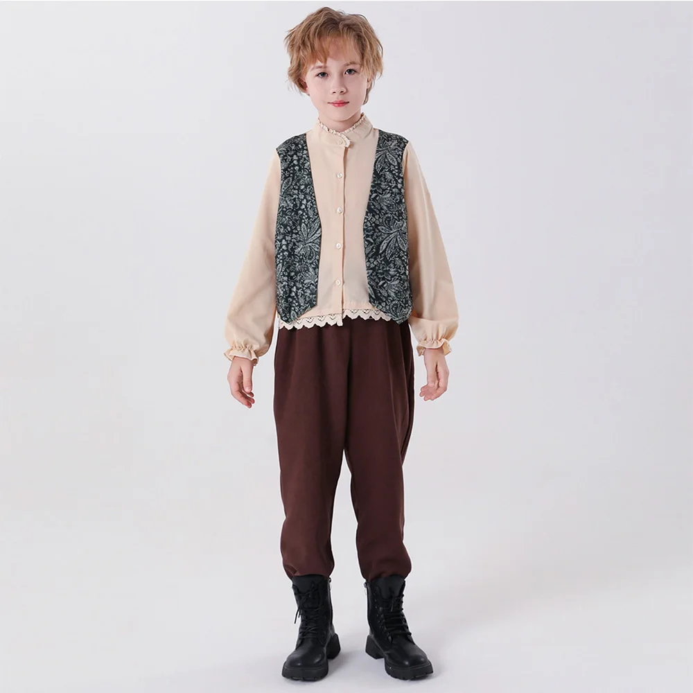 Boys Cosplay Costumes Halloween Fashion Cute Tops And Pants Set Trend British Retro Style Stage Performance Clothes Set