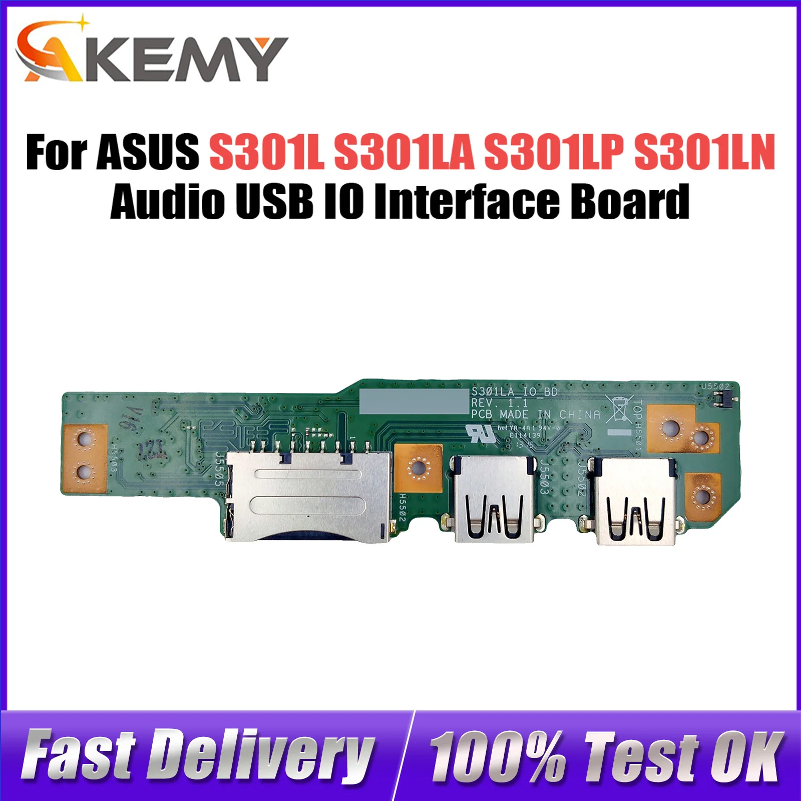 

Original For ASUS S301L S301LA S301LP S301LN Laptop Audio usb IO board Interface board S301LA IO BOARD