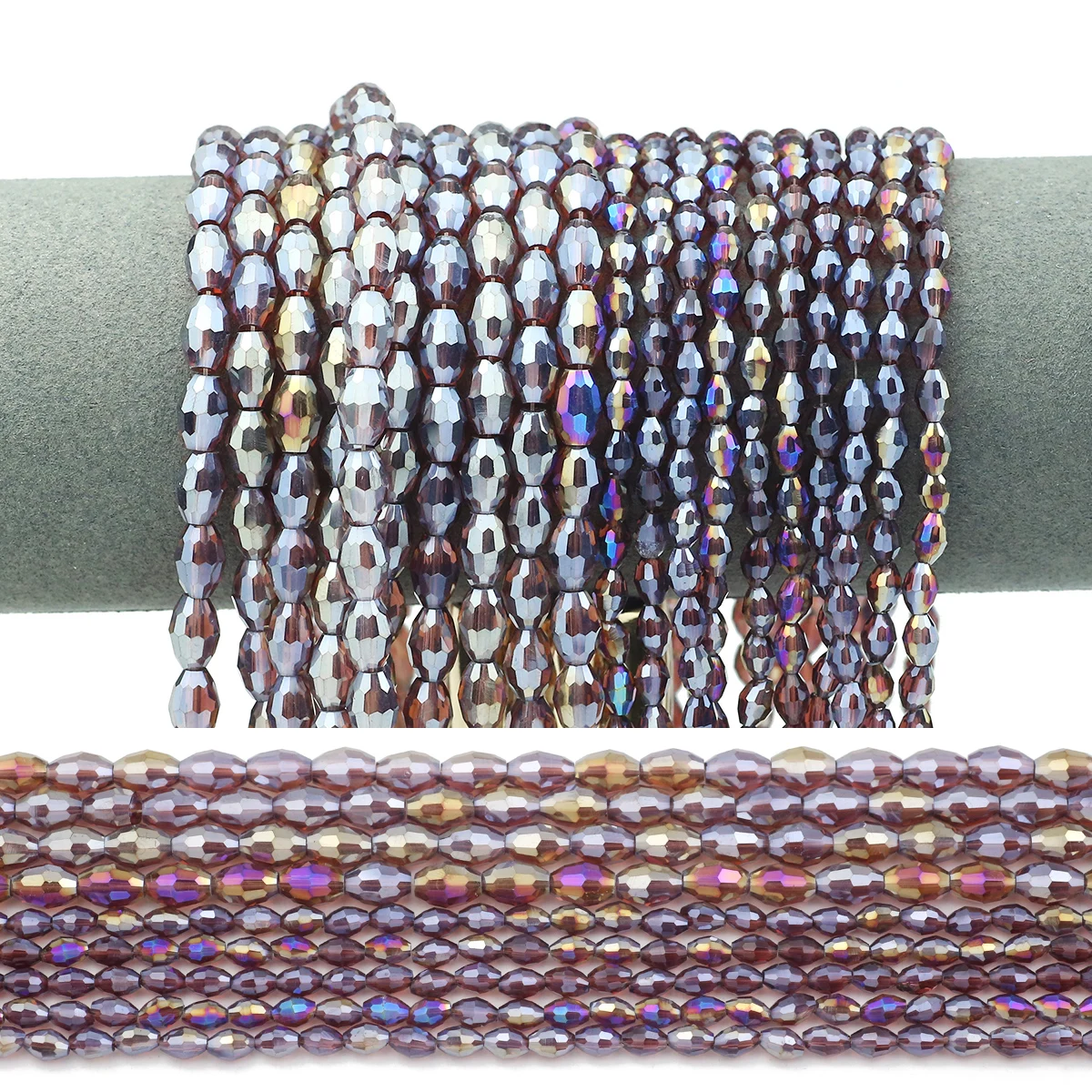 6/8mm Purple Straight Hole Rice Grains Austrian Crystal Loose Glass Beads For Jewelry Making Bracelets Necklaces Diy Accessories