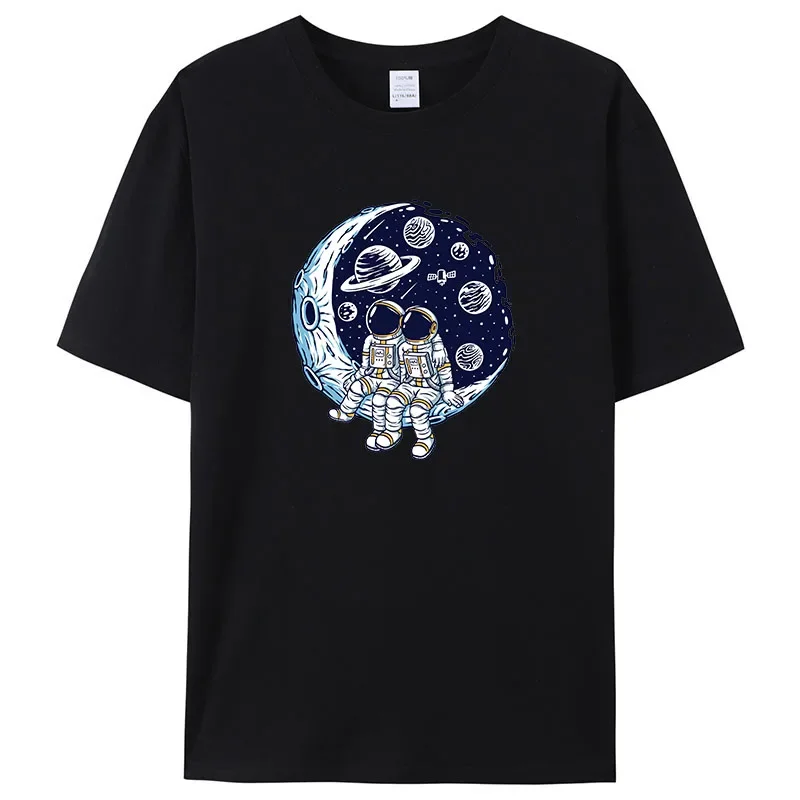 Bitcoin Crypto BTC To The Moon T Shirt Men 100% Cotton T-shirt Streetwear Tshirt Short Sleeve Astronaut Cryptocurrency Tees Tops