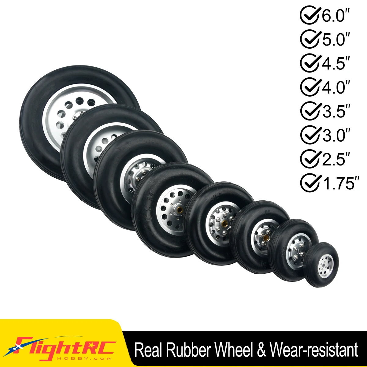 1Pair High Quality Rubber Wheel Tire W/ Aluminum Hub 1.75