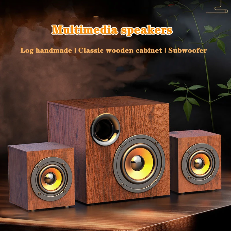 

Explosive Q6 Home Computer Audio Overweight Subwoofer Notebook Mobile Phone Wooden Bluetooth 2.1 Wired Speaker Loud Volume