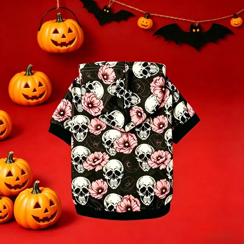 Halloween Gothic Skull Pet Hoodie 6
