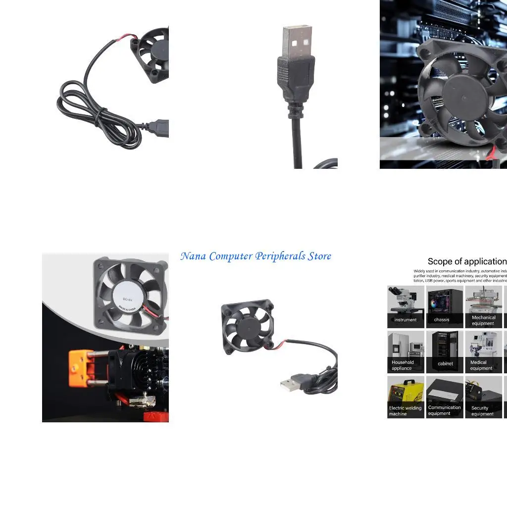 F68C 50x50x10MM USB 5V Electronic Cooling Fan Low Noise Computer Electronic Brushless Fan Home Office Networking Equipment