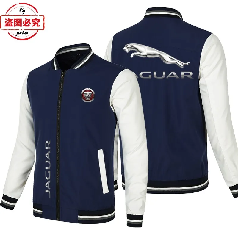 Jaguar logo supercar racing jacket loose long-sleeved men's color matching top baseball jacket car uniform