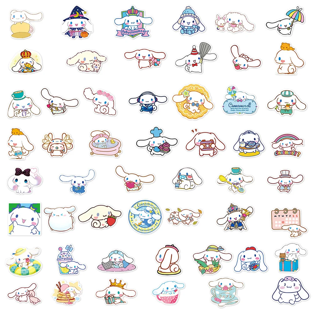 10/30/50pcs Cartoon Cinnamoroll Stickers Cute Sanrio Anime Decals Phone Case Scrapbook Laptop Kawaii Graffiti Sticker Decoration