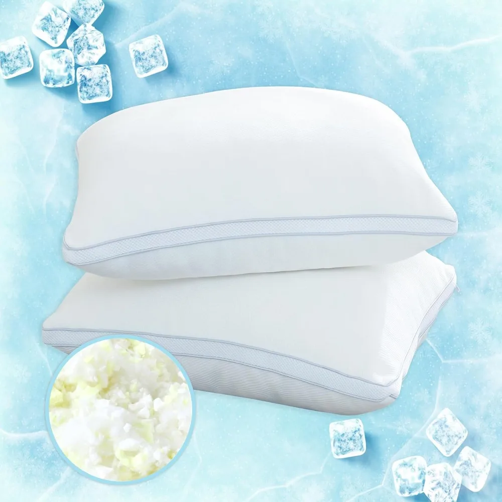 

Cooling Pillow for Side Sleeper Memory Foam Standard Size Set of 2 Firm Support Sleeping Bed Pillows Stomach Back