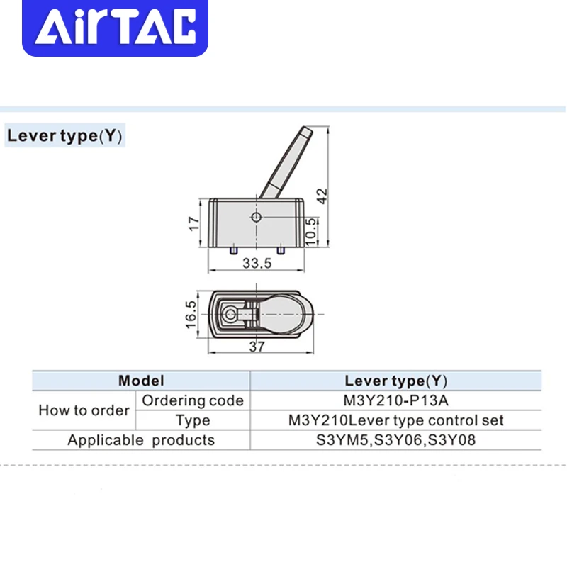 Airtac S3Y-M5 S3Y-06 S3Y-08 3/2-Wege-Hebelventil, mechanisch gesteuertes Handventil – Detail 4