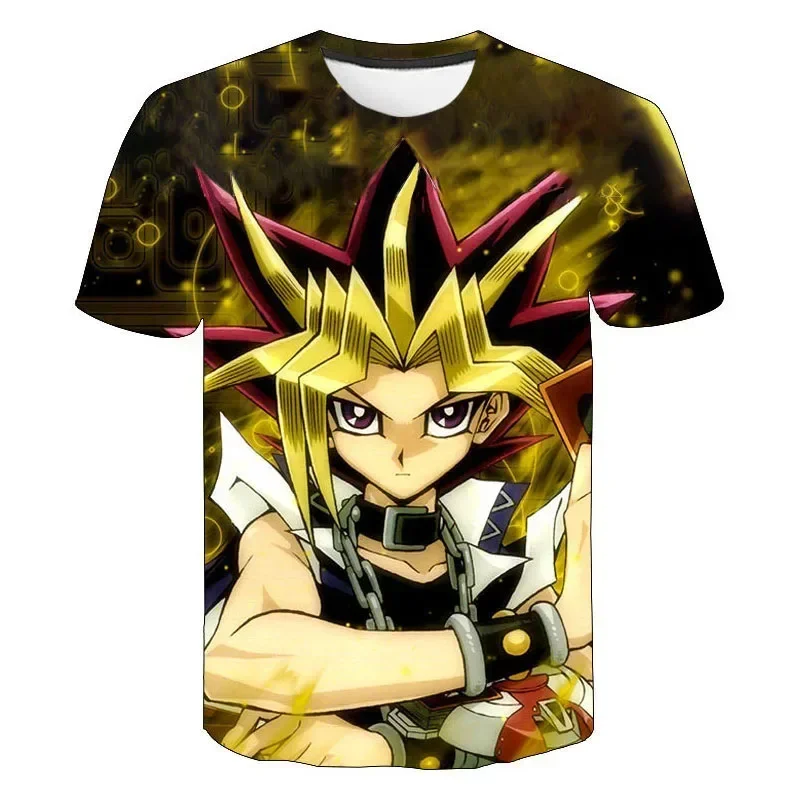 Japanese Casual Retro Harajuku Anime Yu Gi Oh 3D Printed Card T-shirt Large Size Loose Street Casual Short-sleeved Fashion Shirt