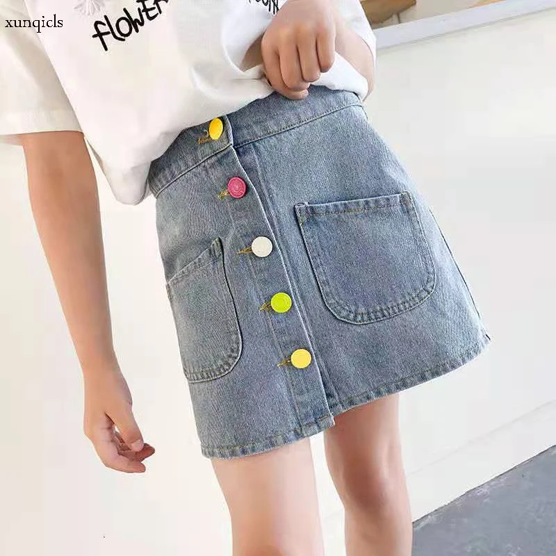 Children Girls Denim Skirt Summer Baby Cowboy Short Skirts New Kids Clothes Girls 4 To 12 Cute Skirt