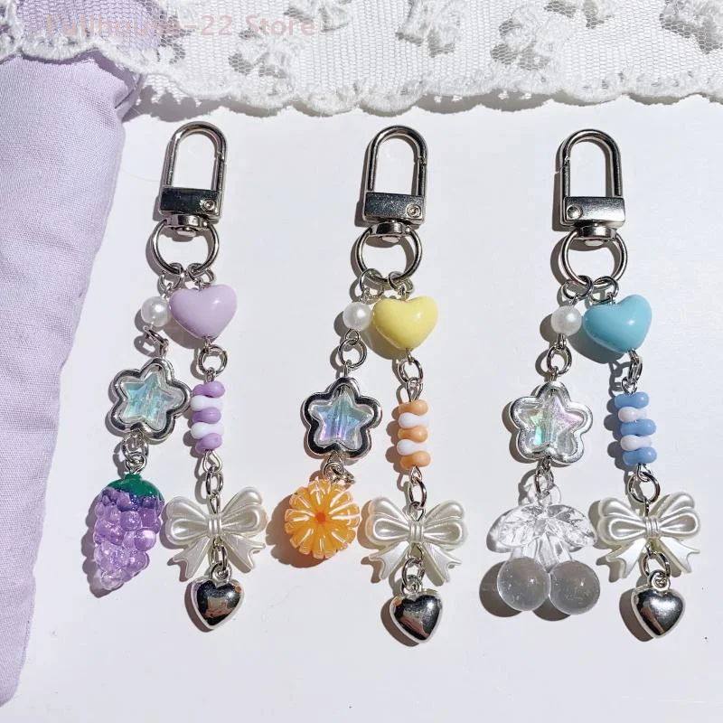 【MAX-22】لطيف العنب والبرتقال والكرز الخرز المفاتيح قلادة الفاكهة الحلوة حلقة رئيسية رائعة على ظهره اكسسوارات الديكور الهدايا #1