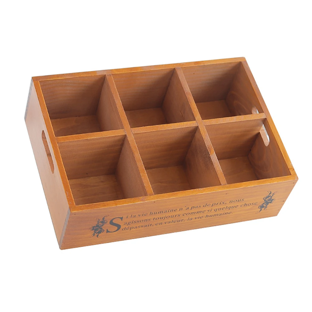 

Vintage Storage Box Large Wooden Organizer Sundries Container Bedroom Table Decorative Multi Grid Home Use Desktop Box Stable