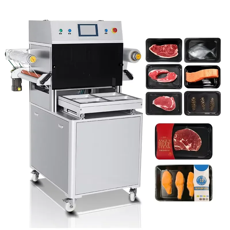 Vertical Vacuum Packaging Machine Beef Meat and Seafood Tray Sealer for Food Packaging & Preservation