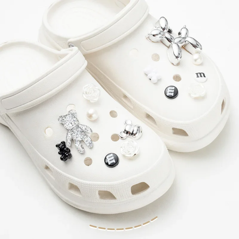 Breloques de chaussures tendance pour enfants, ours transparent mignon bricolage, poignées amovibles, décoration pour trou, accessoires de charme de chaussure, cadeau pour filles