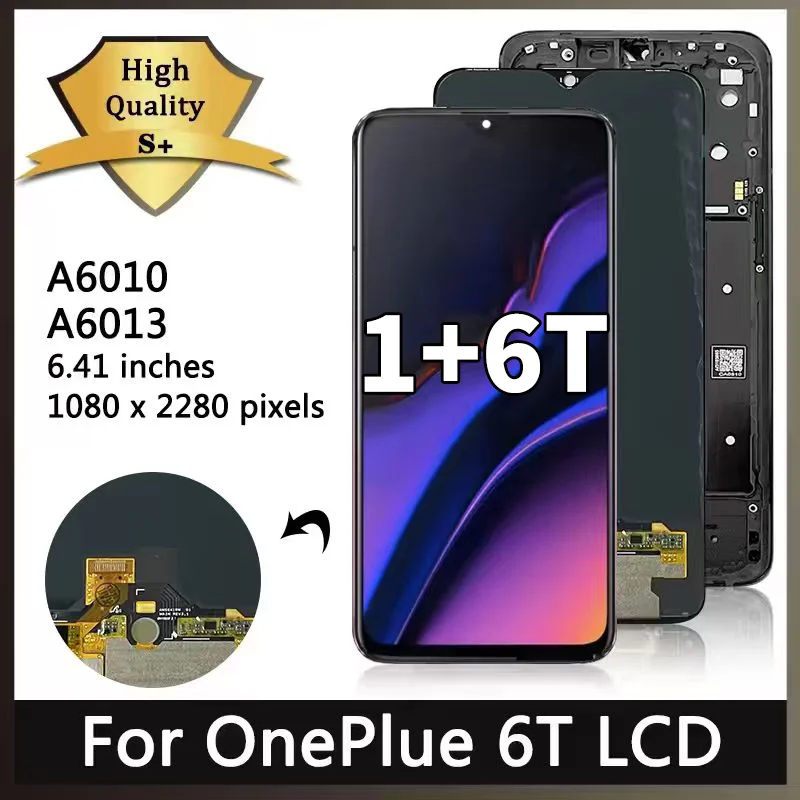 6.41"New AMOLED For OnePlus 6T LCD 1+6T Display Touch Screen Digitizer Assembly For One Plus 6T A6010 A6013 Display Replacement