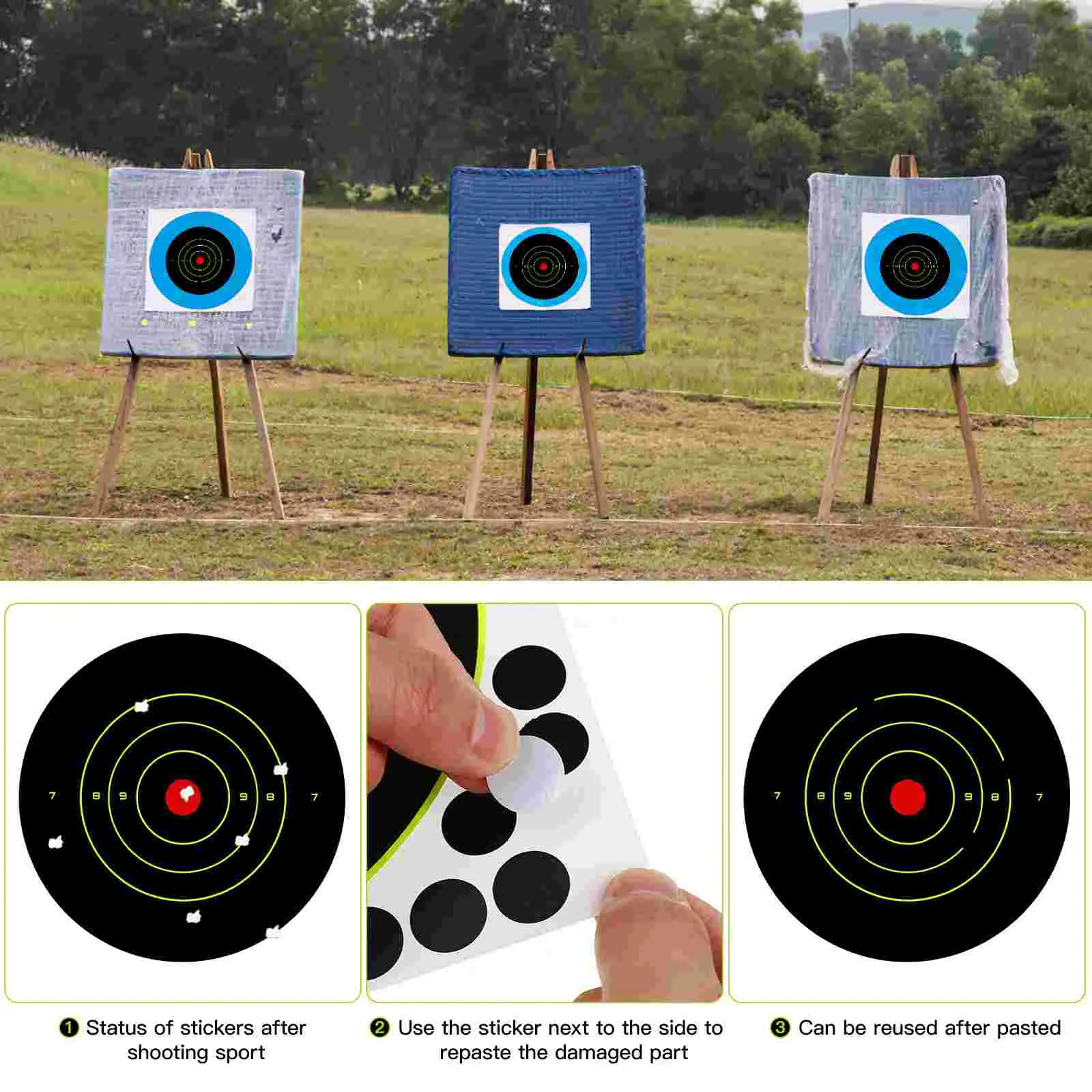 25 Pcs Aiming Papers Adhesive Fluorescent Targets for Arrow Sport Practices Use Self Adhesive Bullseye Stickers