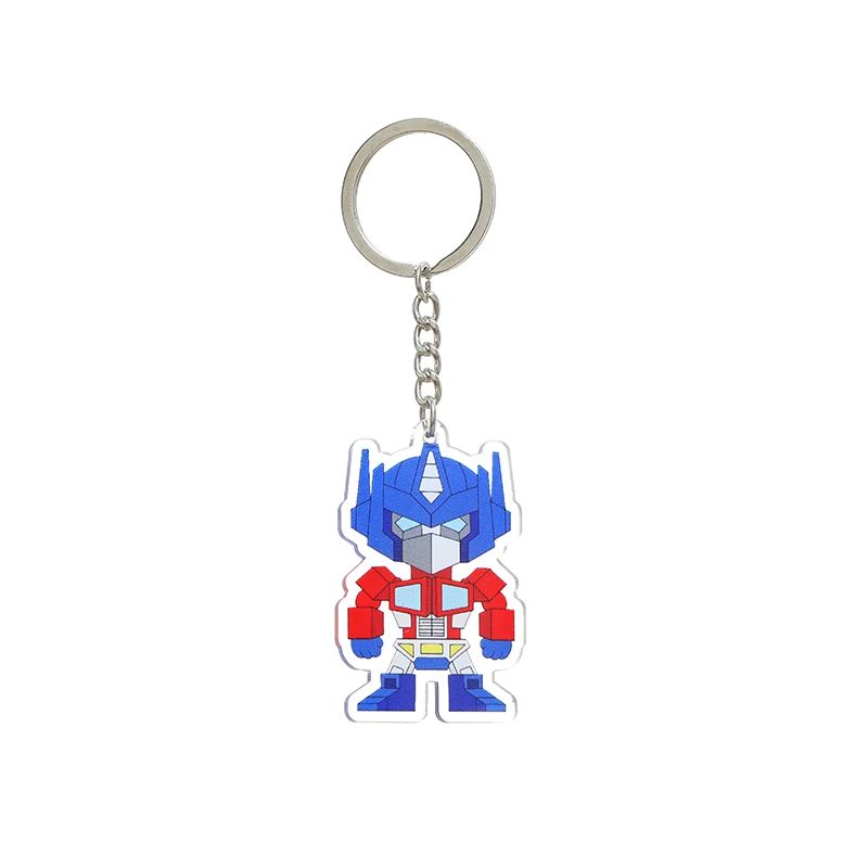 New Creative Cartoon Movie Robet Key Chains Acrylic Transformer Car Key Chain Kids Bag Pendant Keyring Friends Gift Charms