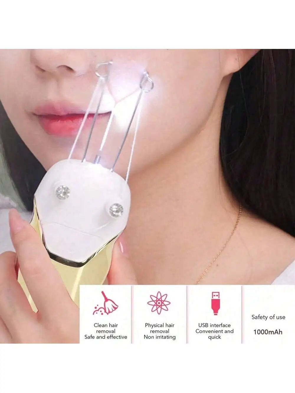 Electric Epilator for Facial USB Rechargeable Hair Removal Epilator Women Hair Remover Face Cotton Thread Epilator Beauty Tool image 6