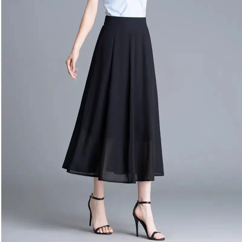 

Женская юбка миди с высокой талией, А-силуэта, с расклешенным подолом, повседневная, элегантная, летняя