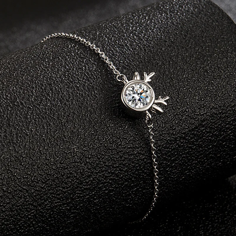 A delicate antler-shaped bracelet crafted from white copper with platinum electroplating finish, designed for women seeking eleg