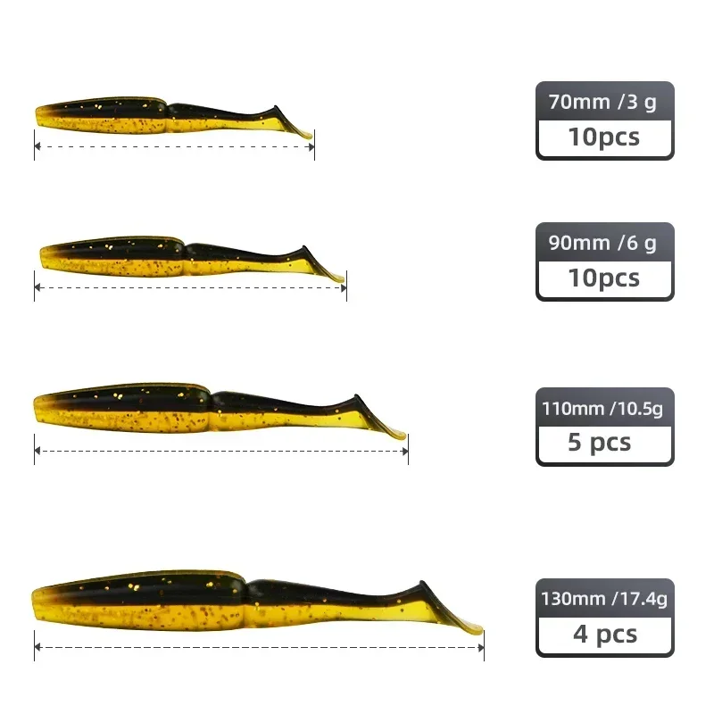 MEREDITH Angelköder T-Tail Soft Bait 70mm 90mm 110mm 130mm Für Barracuda-Hecht-Fischzubehör, Angelköder aus weichem Kunststoff T-Tail Gummiköder 70 mm 90 mm 110 mm 130 mm für Barracuda Pike Fischzubehör Angelköder aus weichem Kunststoff data-src=