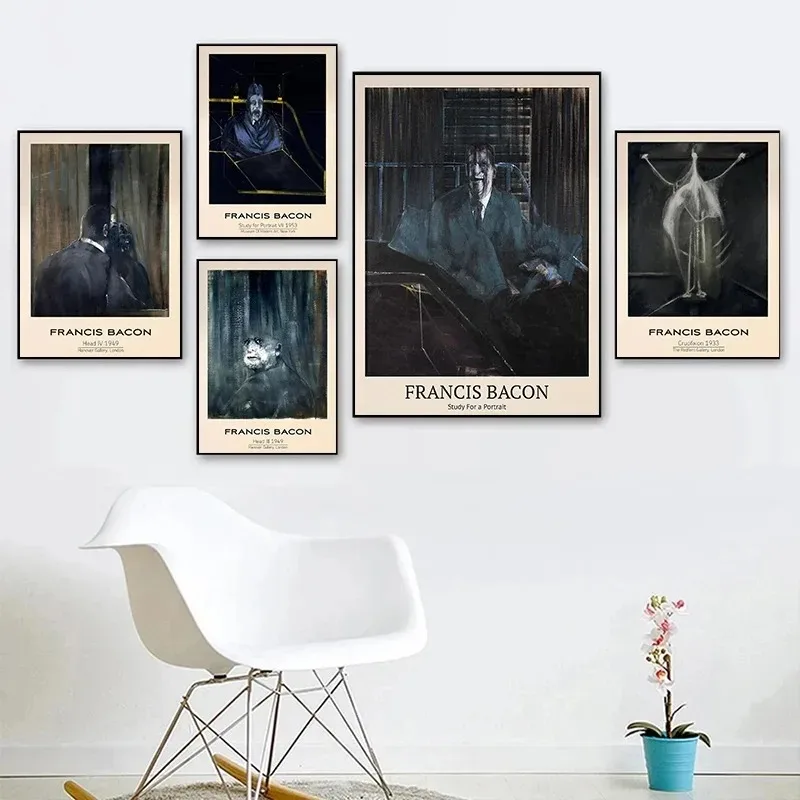 Francis Bacon Exhibition Poster Grotesque Figures Portrait Art Print Canvas Surrealist Living Room Home Wall Art Decor Painting