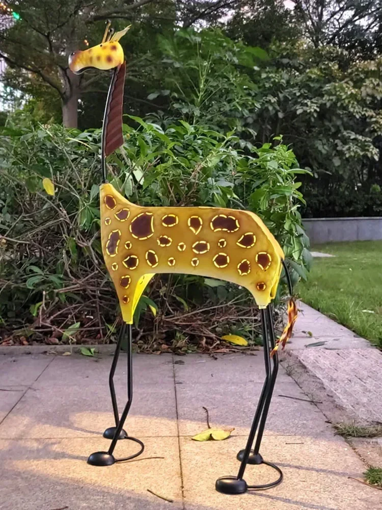 

Zoo Simulation Giraffe Ornaments,Floor Sculpture,Outdoor Metal Solar Lights,Garden Landscapes,Courtyard Decorations Customized