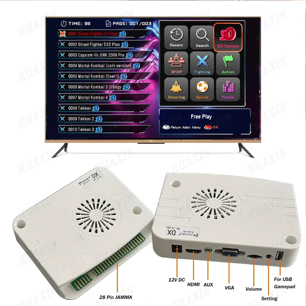 Pandora Saga Plus DX พิเศษอาเขต 5000 ใน 1 Jamma BOARD CGA VGA HDMI เข้ากันได้กับ 3P 4P สูงคะแนนบันทึก 3D tekken