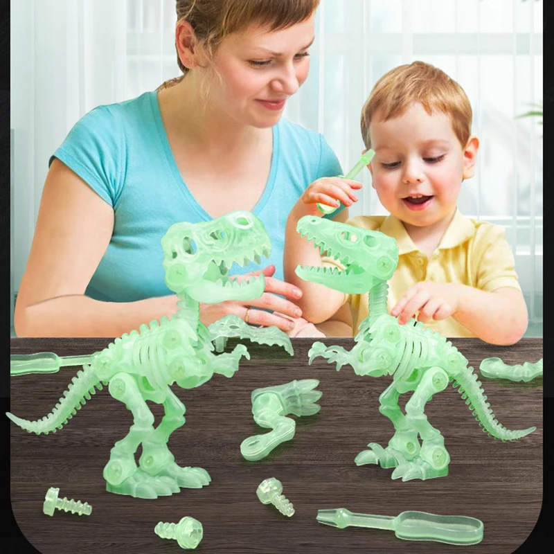 Kids Educational Toys Simulation Luminous Dinosaur Fossil Skeleton Model Children's DIY Handmade Dinosaur Skeleton Assembly Set