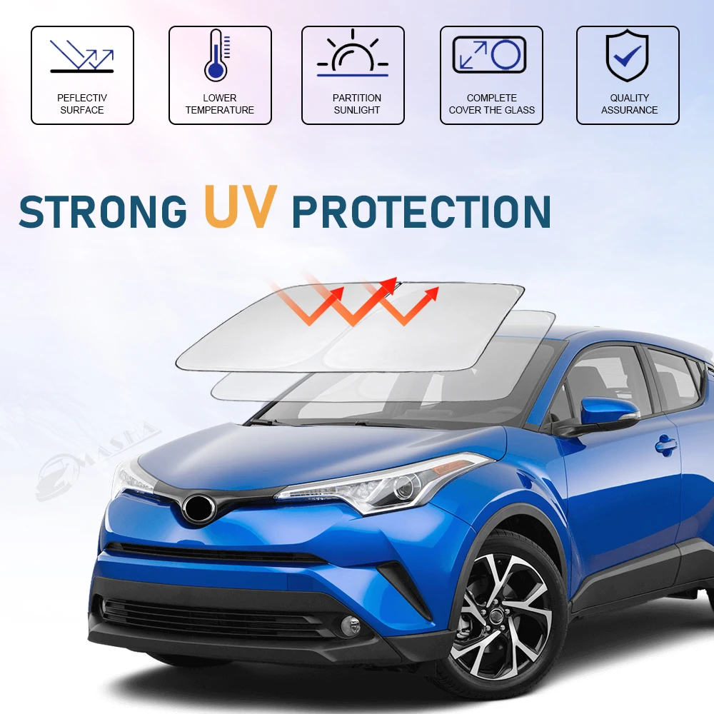 Windshield Sun Shade for Toyota CHR 2018-2022 CH-R Window Cover Sun Visor Foldable Sunscreen Blocks UV Rays Keep Your Car Cooler