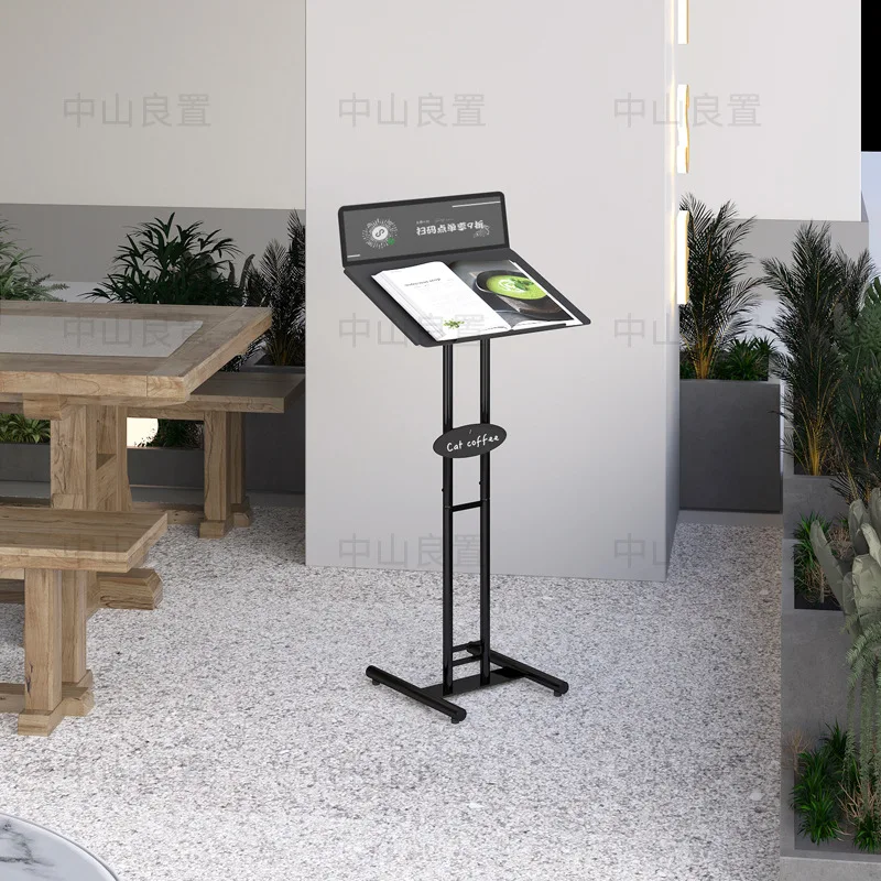 Restaurant menu display rack, menu sign floor-standing hotel billboard, vertical contract document presentation stand