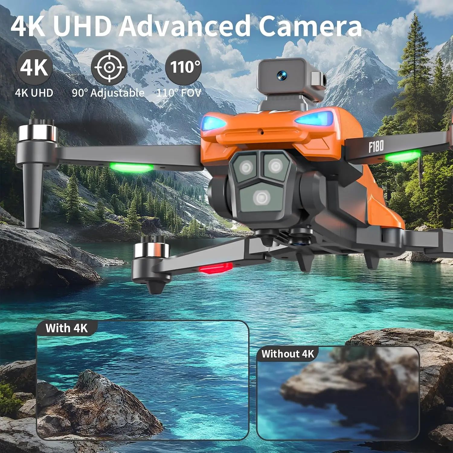 Foldable FPV RC Quadcopter GPS Drone 4K Camera Adults 45 Remote Control Screen Auto Return Auto Obstacle Avoidance 22 Min Flight